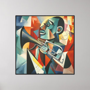 Toile Trompettiste de jazz cubiste abstrait