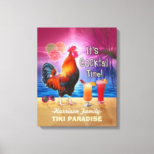 Toile Tropical Beach Cocktail Bar Drôle Rooster Poulet