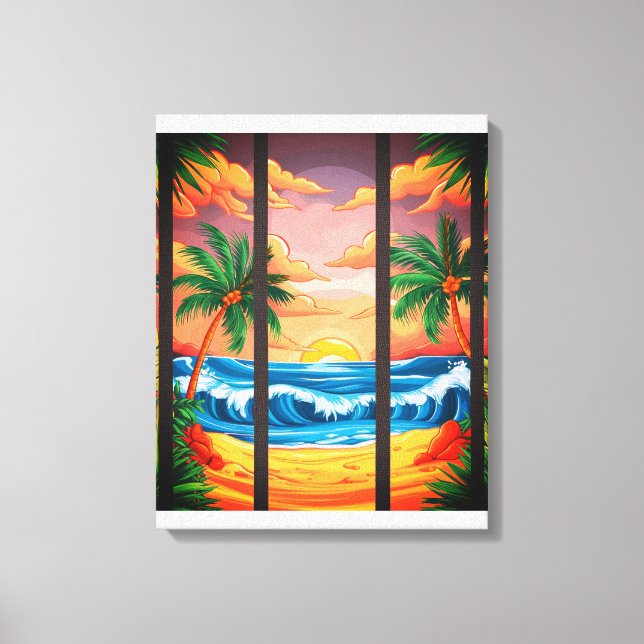 Toile Tropical Beach Wall Art Premium Emballé (Recto)