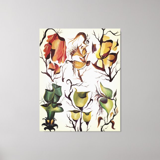 Toile Tropical Exotic Jungle Rare Aquarelle Fleurs (Recto)