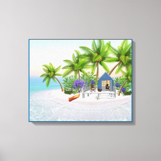 TOILE TROPICAL ISLAND PARADISE CANVAS ART (Recto)