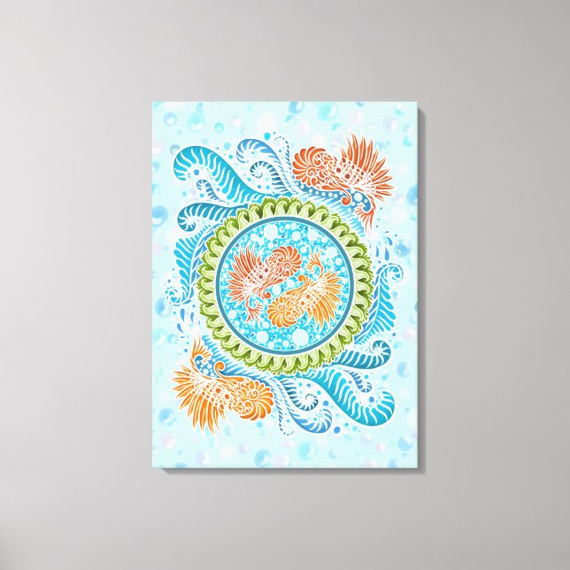 Toile Tropical Koi Mandala | Art Zen Océan Vibrant (Recto)
