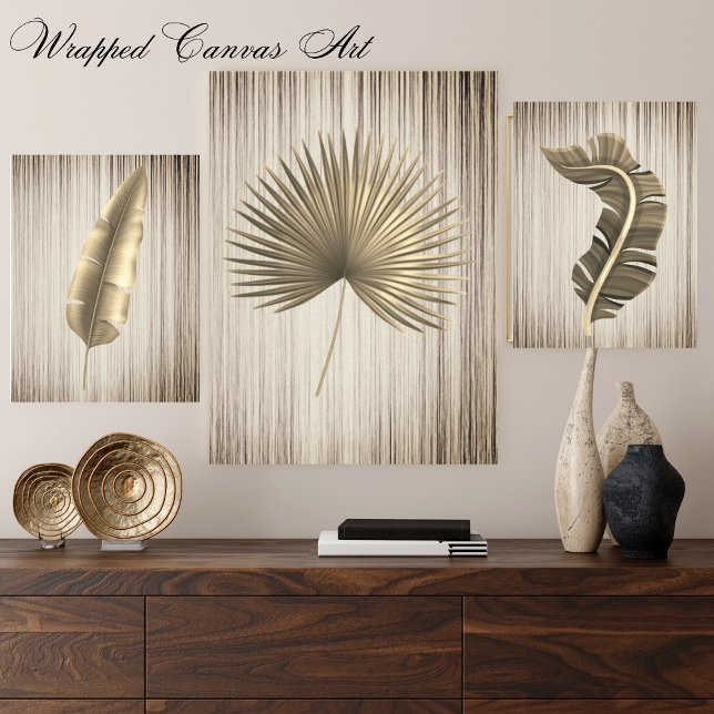 Toile Tropical Leaf Gold avec Arrière - plan de bronze (Créateur téléchargé)