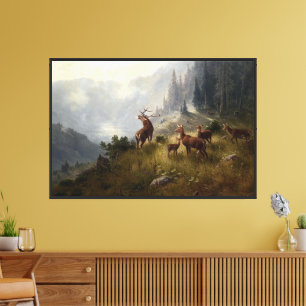 Toile Troupeau de cerfs Buck & Doe dans une œuvre d'art