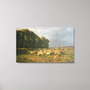 Toile Troupeau des moutons dans un paysage