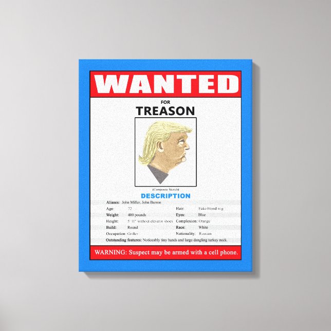 Toile Trump Recherché pour trahison (Recto)