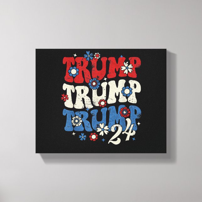 Toile Trump Trump Trump 2024 Rétro  (Recto)