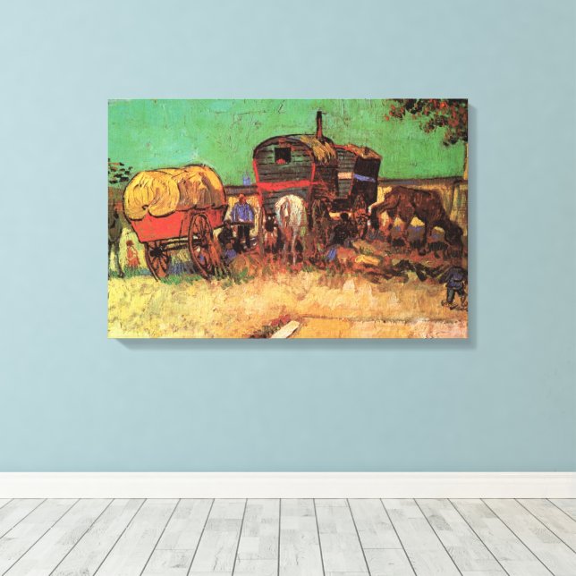 Toile Tsiganes à la Caravane de Vincent van Gogh (Insitu (Plancher de Bois))