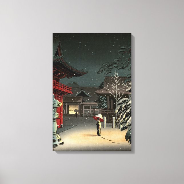 Toile Tsuchiya Koitsu - Neige au sanctuaire Nezu (Recto)