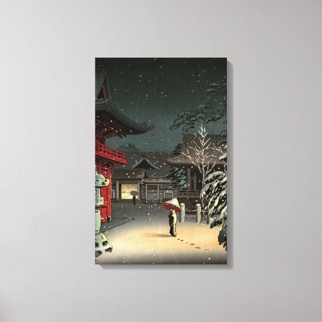 Toile Tsuchiya Koitsu - Neige au temple de Nezu (Recto)