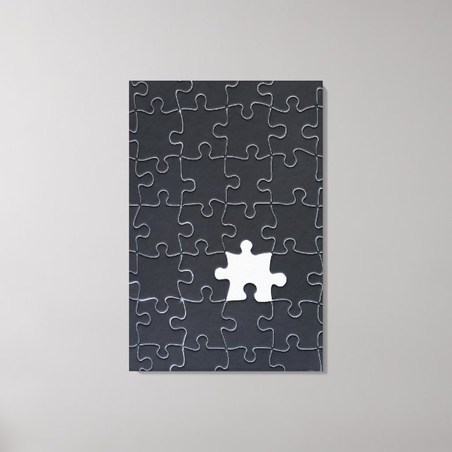Toile Tu Me Complètes Romantique Puzzle Noir et Blanc (Recto)