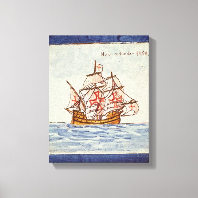 Toile Tuile d'Azulejos représentant un navire, de Sagres (Recto)