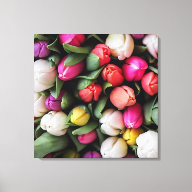 Toile Tulipes Fleurs colorées Printemps de Pâques (Recto)