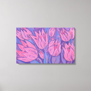 Toile Tulipes funky Fleurs de printemps peinture florale