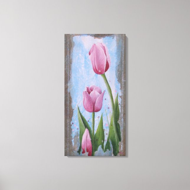 Toile Tulipes roses  (Recto)