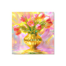 Tulipes roses vibrantes dans le Vase d'or