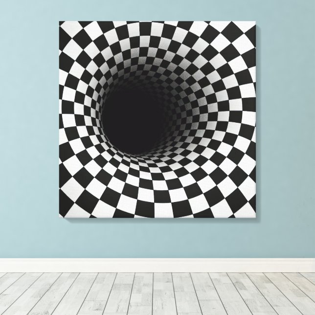 Toile Tunnel d'illusion optique en noir et blanc (Insitu (Plancher de Bois))