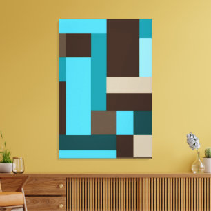 Toile Turquoise Bleu Turquoise & Brown Géométrique Art M