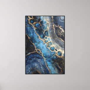 Toile Turquoise Geode d'Or – Art Abstrait Inspiré des Cr