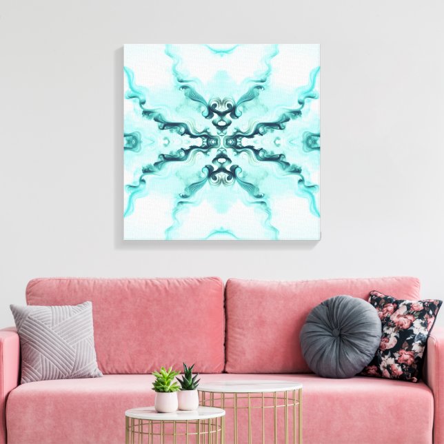 Toile Turquoise Harmony – Artistic Duvet Cover (Insitu(Salon))