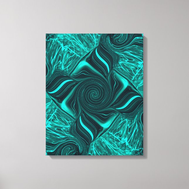 Toile Turquoise Liquide Marbre Art Abstrait (Recto)