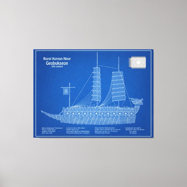 Toile Turtle Ship Geobukseon - Plan d'expédition ABD (Recto)