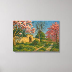 Toile Twin Blossoms - Peinture sur le chemin de jardin p