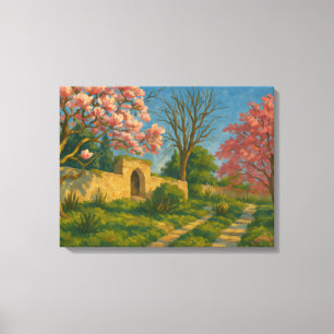 Toile Twin Blossoms - Peinture sur le chemin de jardin p