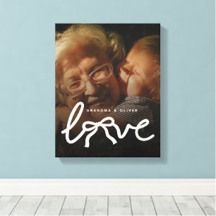 Toile Typographie Amour Moderne Grand-mère Cadeau Photo 
