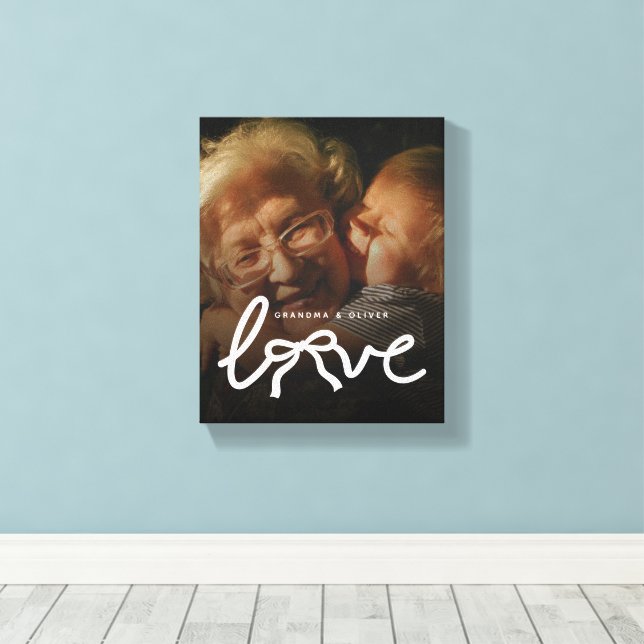 Toile Typographie Amour Moderne Grand-mère Cadeau Photo  (Insitu (Plancher de Bois))