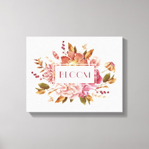 Toile Typographie Bloom Élégant Bouquet Floral Rose