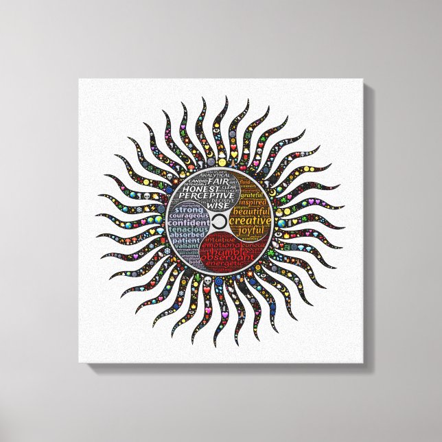 Toile Typographie céleste soleil (Recto)