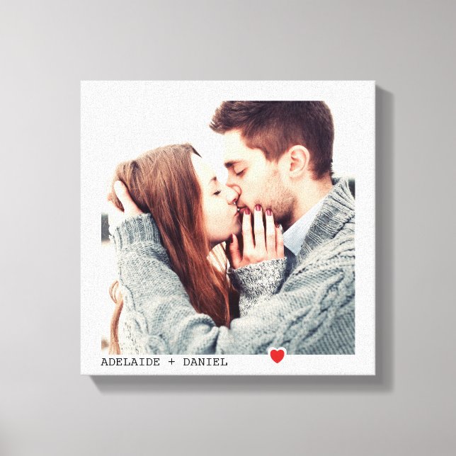 Toile Typographie noire minimaliste avec photo de cœur r (Recto)