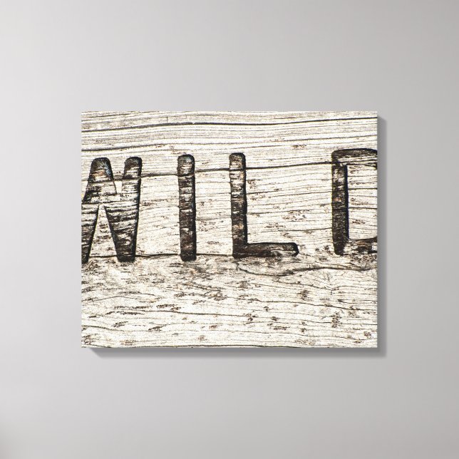 Toile Typographie sauvage brûlée par le bois en détresse (Recto)
