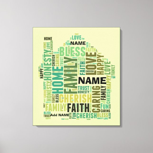 Toile Typographie Word Cloud Accueil Ajouter des noms à  (Recto)