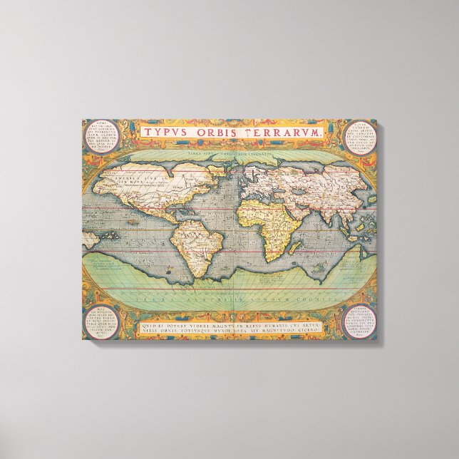 Toile Typus Orbis Terrarum, carte du monde (Recto)