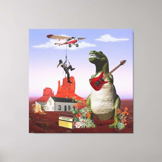 Toile Tyrannosaurus Rex Dinosaur Rock & Roll Wall Art (Recto)