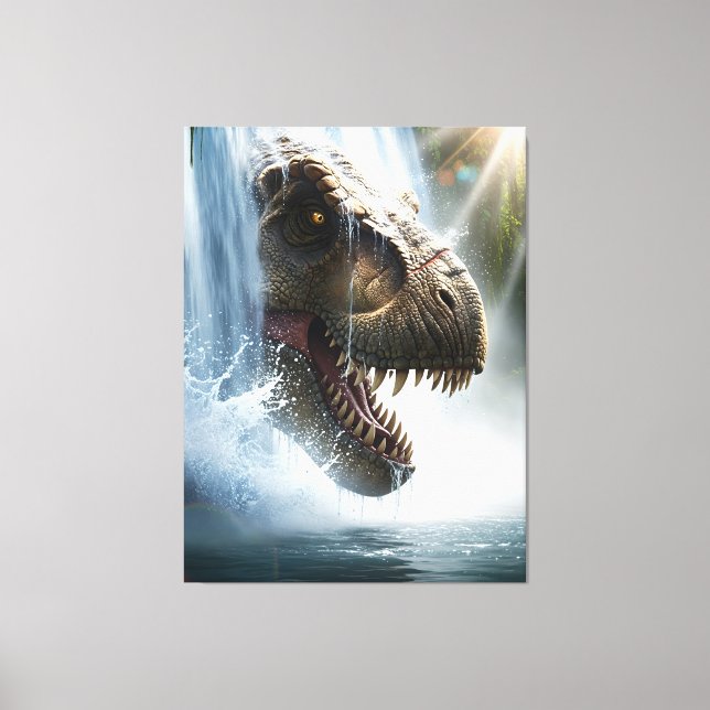 Toile Tyrannosaurus T Rex dans une cascade (Recto)