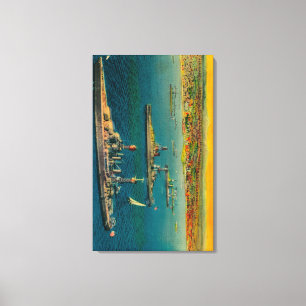 Toile U.S. Cuirassés ancrés à Long Beach