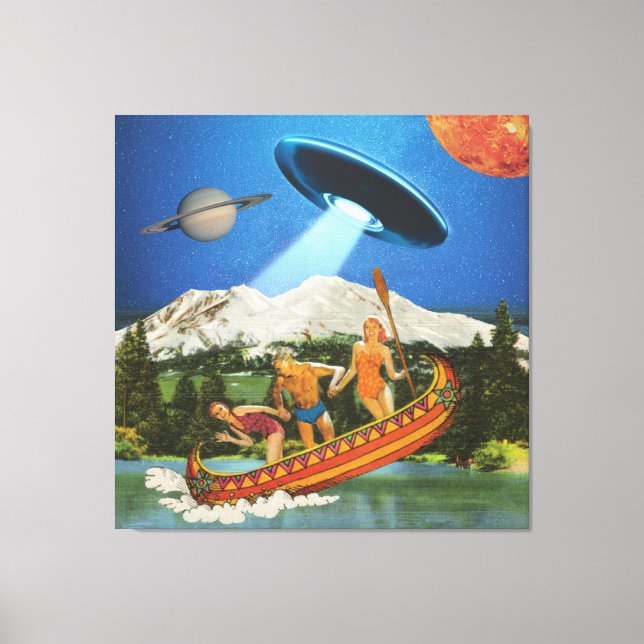 Toile UFO Canoe Trip Mountains Surreal Collections (Recto)