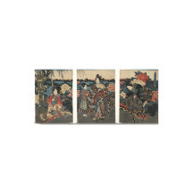 Ukiyo-e Triptych : Profiter d'un jardin de pivoine