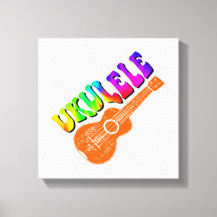 Toile Ukulele Tie Dye Texte Super Art