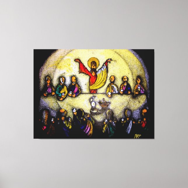 Toile ÚLTIMA CENA LAST SUPPER Mix, tinta y acrilicos (Recto)