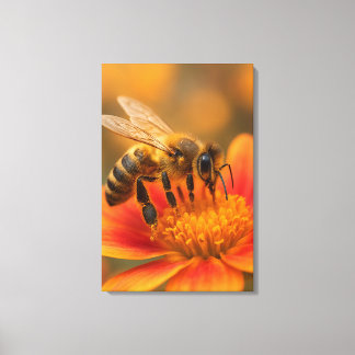 Toile Ultra Macro Honeybee Close Up Photorealistic