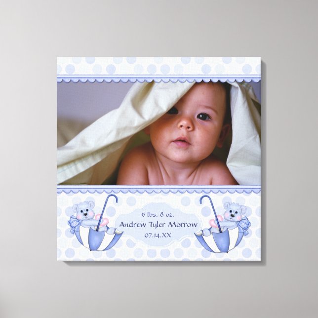 Toile Umbrella Teddy Bear Polka Baby Canvas Imprimer (Recto)