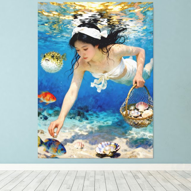 Toile "Umi Blossom" - Un Portrait Océanique (Insitu (Plancher de Bois))