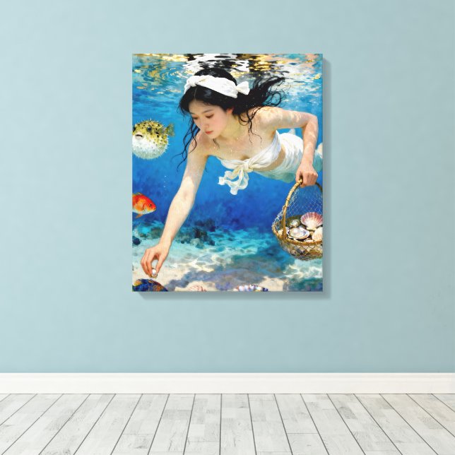 Toile "Umi Blossom" - Un Portrait Océanique (Insitu (Plancher de Bois))