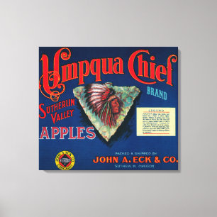Toile Umpqua Chief Apple Crate LabelSutherlin, OU