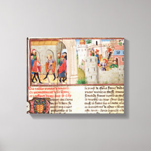 Toile Un accord et le bâtiment d'un château