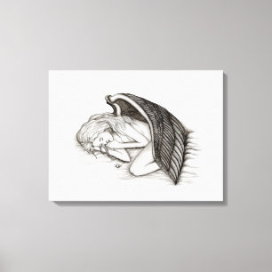 Toile Un Angel endormi, noir et blanc